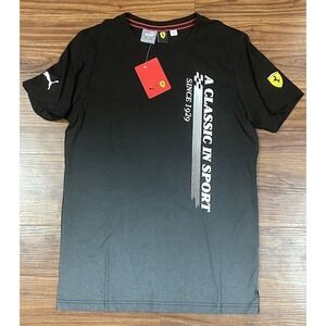 Puma Scuderia Ferrari Race White Black Gradient Fade Classic Sports Tee Sz S